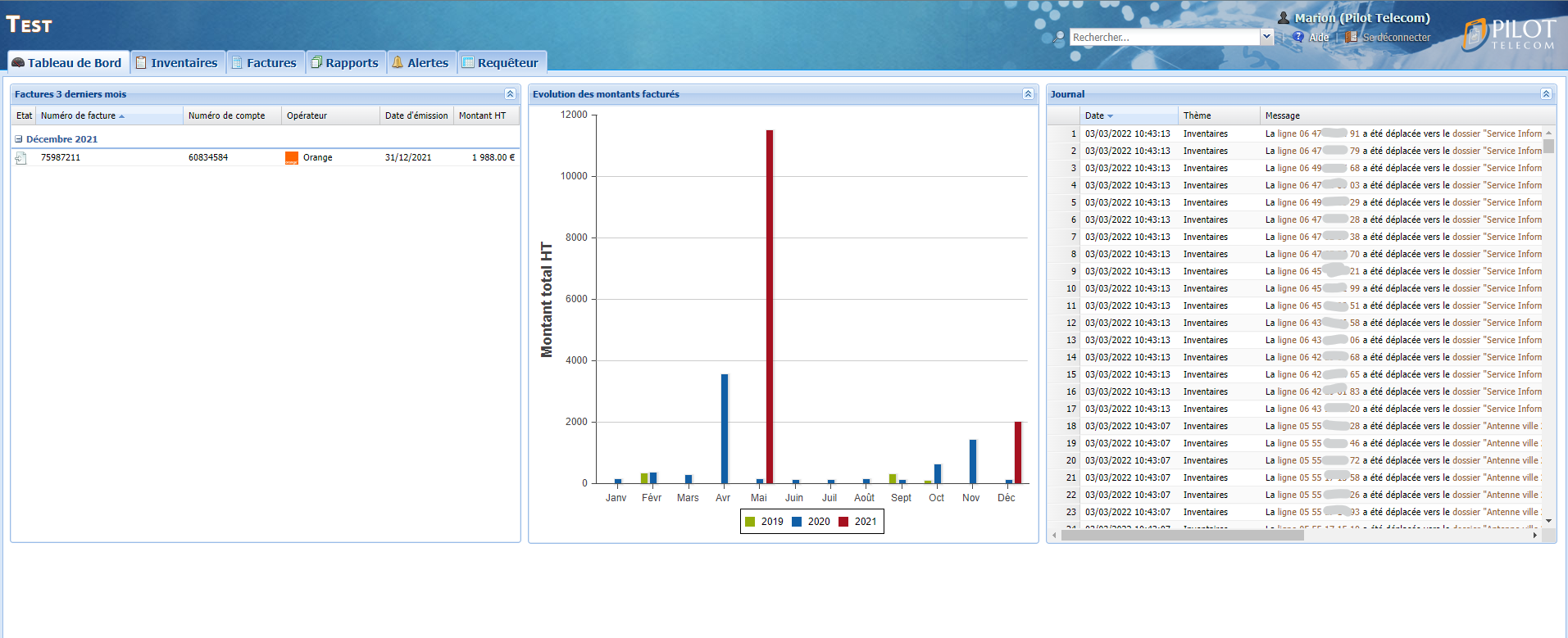 Interface Pilot Telecom